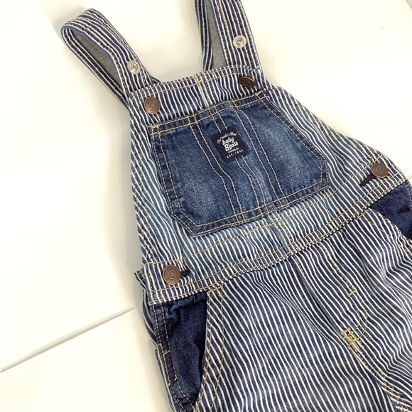 OshKosh Baby B’Gosh Overalls 18 Months Railroad Train Conductor  Striped Blue - Picture 2 of 5